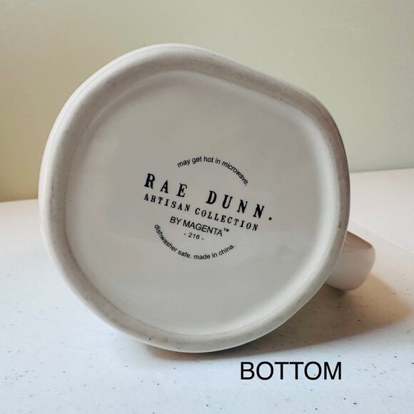 Rae Dunn "FOMO" Ceramic Coffee Mug White Black Text Elongated letters mug - Picture 6 of 8